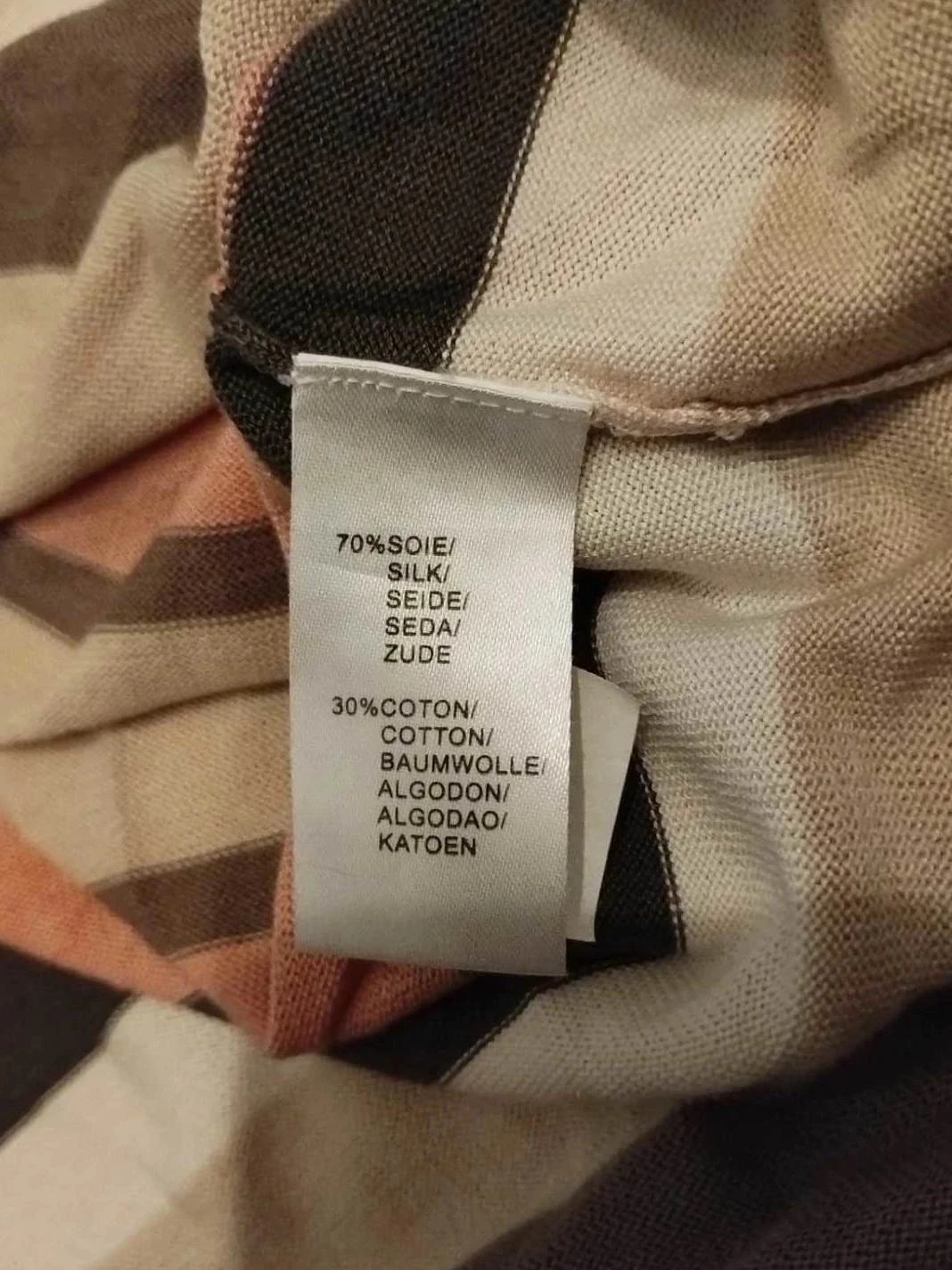 t-shirt listrado creme/marrom/rosa, Seda/algodão, Rodier, T36 – photo 7